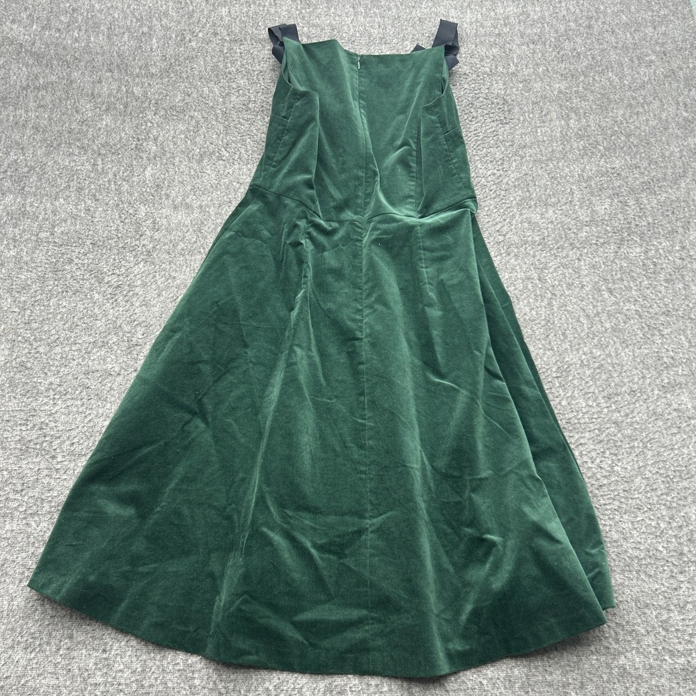Talbots Green Velvet Dress 6 Dark Academia Coquette Bow Party Skater Christmas - Picture 10 of 11